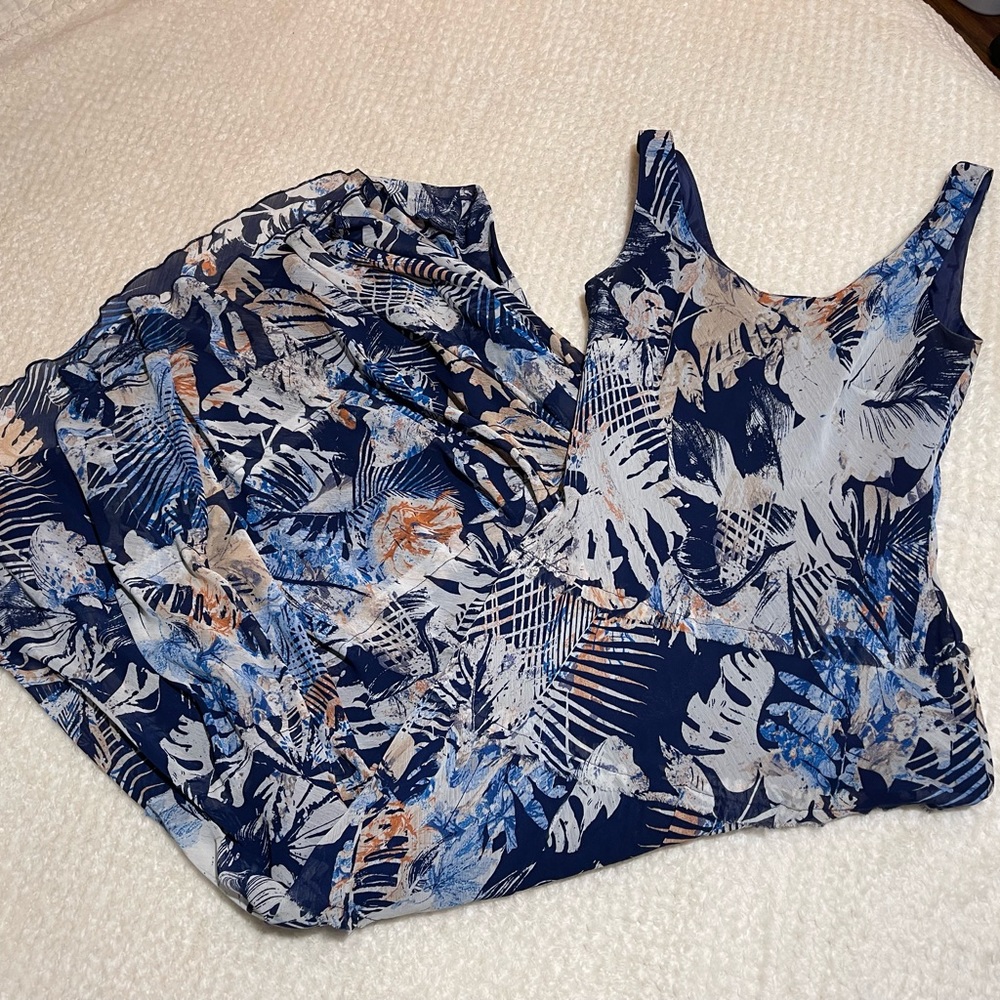 Nine West navy tropical print maxi dress